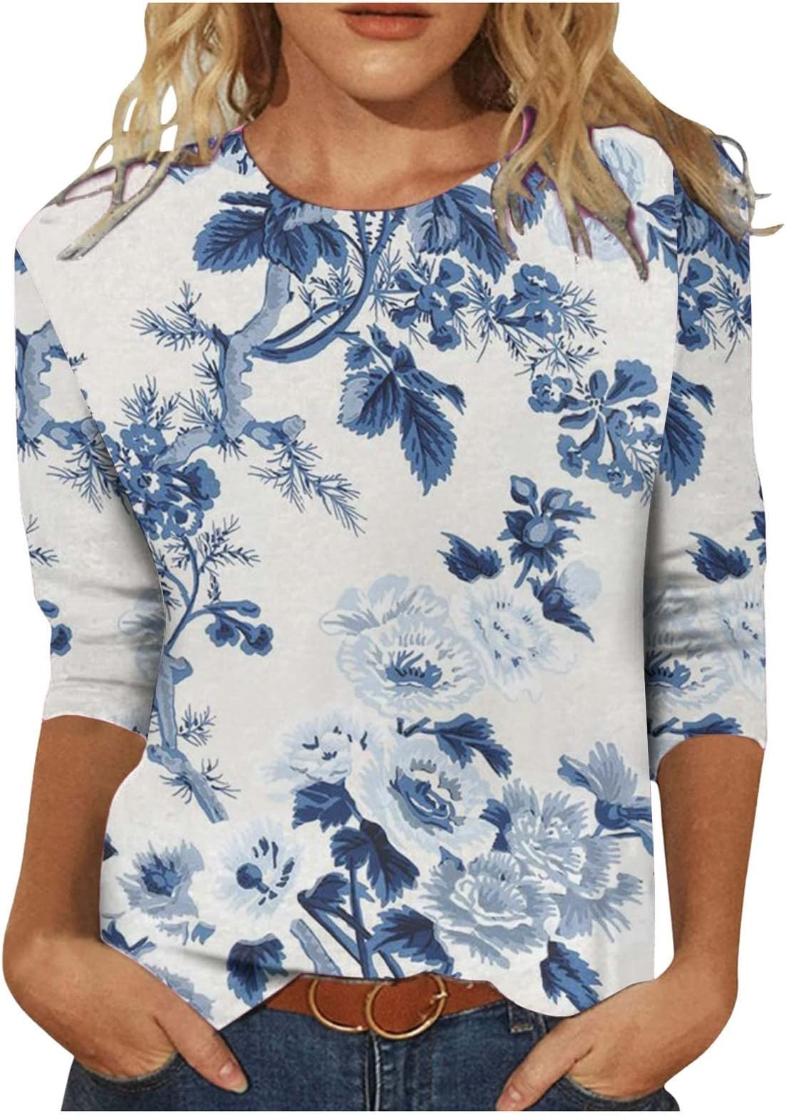Womens 2023 Fashion Top,Graphic Print O-Neck Sweatshirt Long-Sleeve Blouse Tops Comfortable Business Sweatshirts