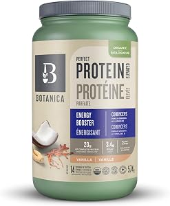 Botanica Perfect Protein Elevated Energy Booster, Versatile Protein Powder with Muscle Support & Energy Source, Muscle Repair and Recovery, Energy, B Complex, Panax Ginseng, Cordyceps, Athletes, Exercise Supplement, Vanilla Protein Powder, Organic, P