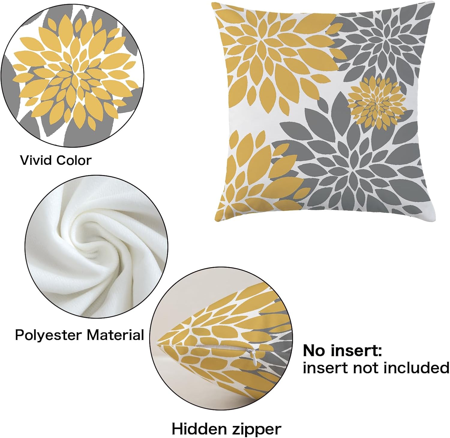 Yellow Farmhouse Pillow Covers 18 x 18 inch Set of 4 Spring Summer Pillow Covers Decorative Outdoor Geometric Cushion Covers for Patio Garden - Image 9