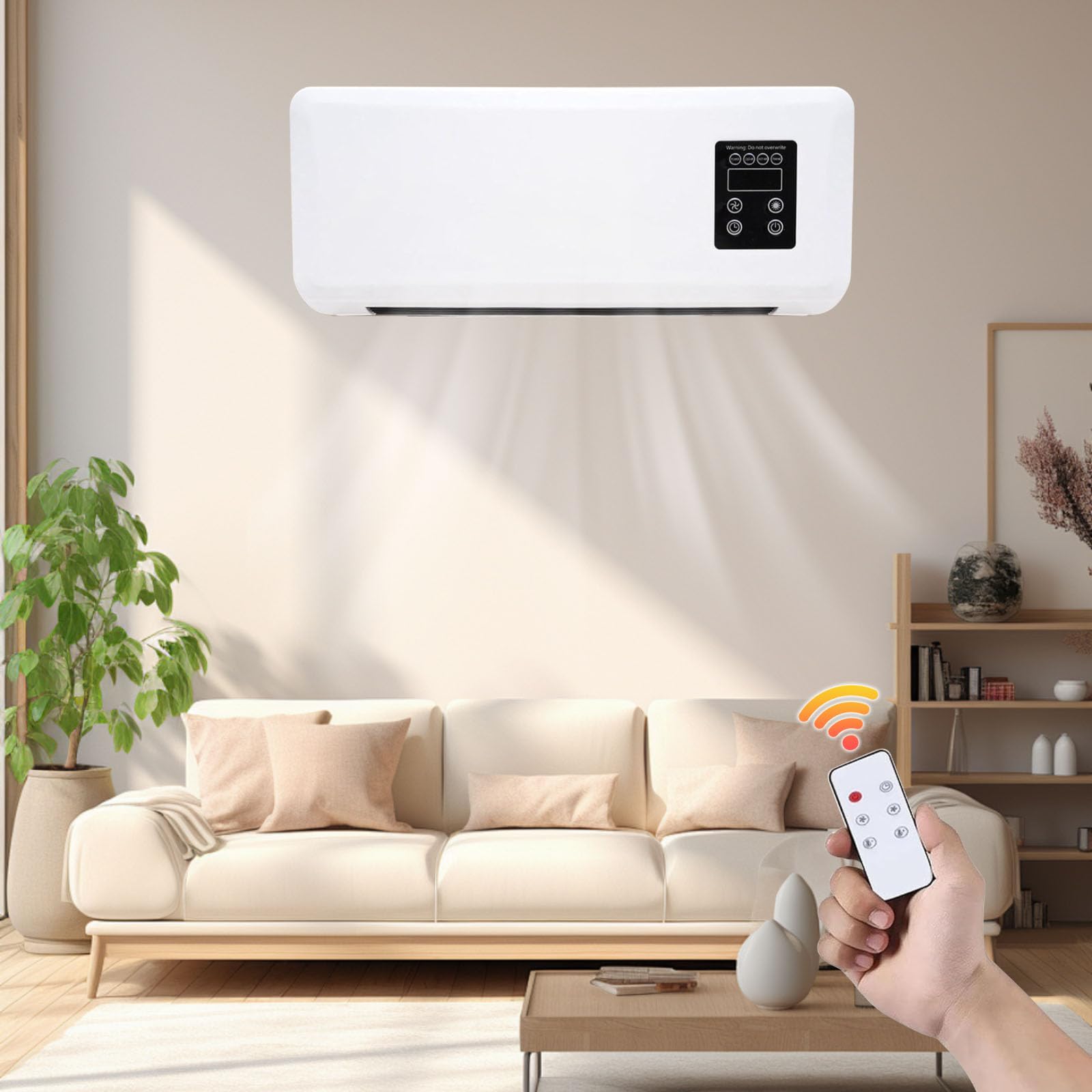 Ventilateur Mural Avec Télécommande,Portable Climafy avec Télécommande,Climatiseur Mural Réversible Split,Sans Unité Extérieure,Température Constante Intelligente, pour la Maison Ou Le Bureau (A)