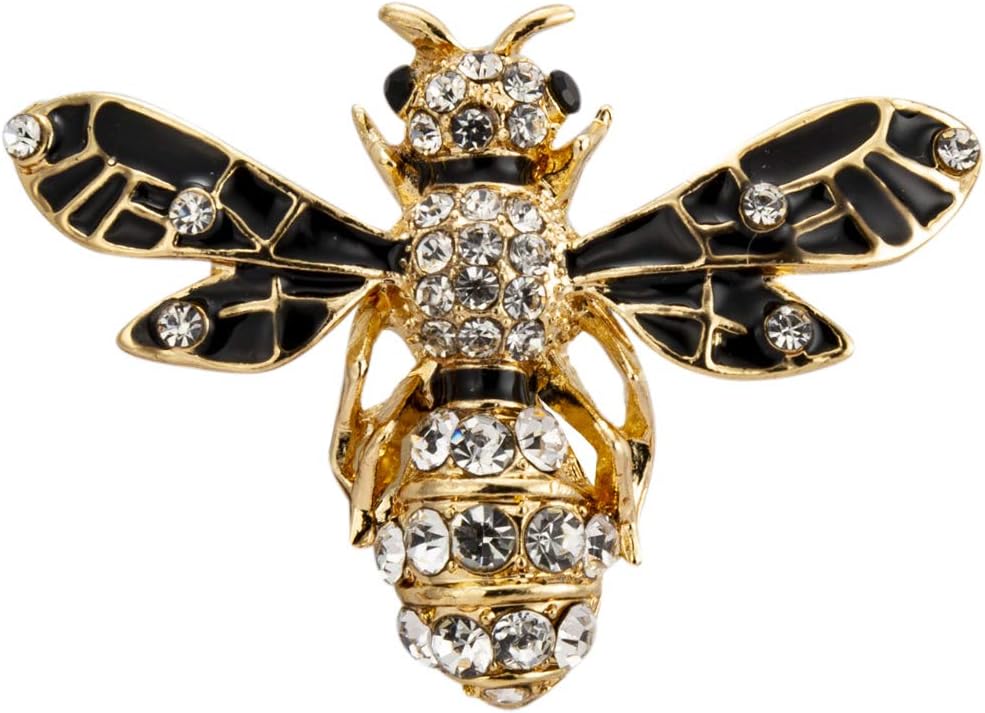 Knighthood Brooch Pin Black And Gold Bee With Stone Brooch Suit Stud Lapel Pin Accessories for Men Women