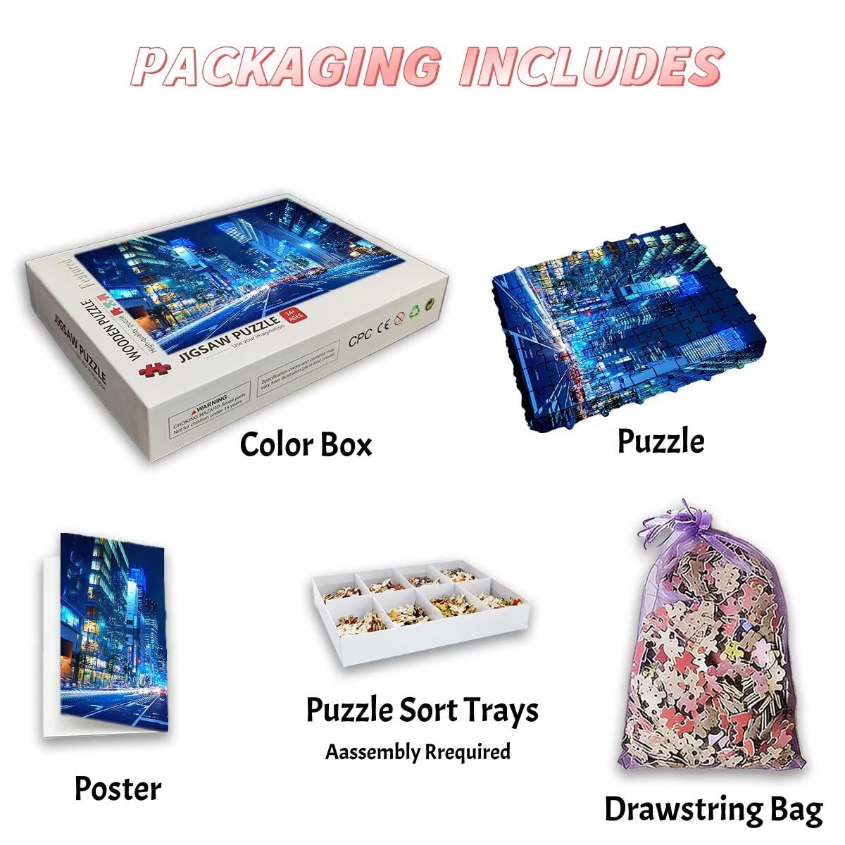 Puzzle 3000 Pezzi Citta, Puzzle Adulti Edificio, Puzzles in Legno con Squisita Scatola di Imballaggio, Classici Puzzles Educativi per Adulti eTutta La Famiglie, Come Regalo Uomo, Decor Casa -3015