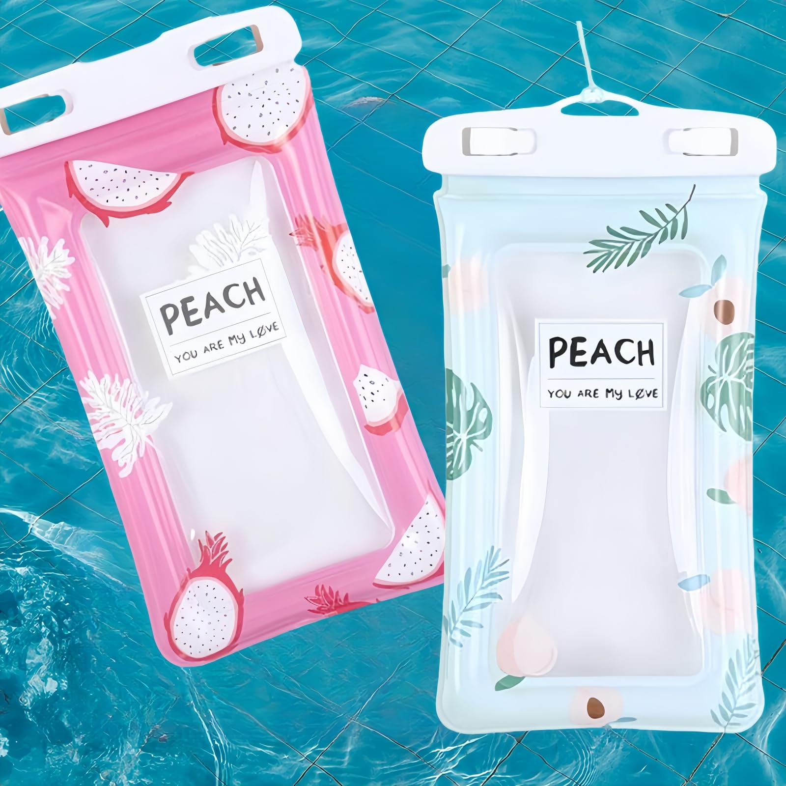 2 Pic Waterproof Phone Case, Portable PVC Material Floating Phone Pouch Waterproof Cover Good Sealing Phone Bag Accessories for Water Sports Swimming Universal Waterproof airbag floating phone Case