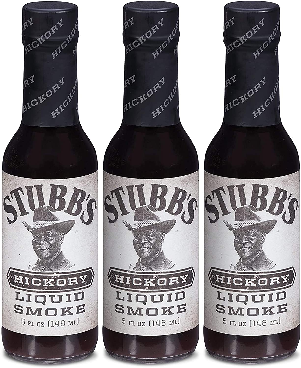 Stubbs Hickory Liquid Smoke - Gluten-Free, Non-GMO Flavour Seasoning - Suitable for Vegans and Vegetarians, 148ml (Pack of 3)
