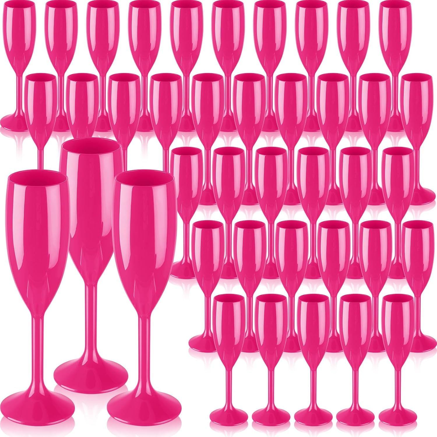 Domensi 40 Pcs Champagne Flutes Bulk 6 oz Valentine's Day Acrylic Wine Glasses Toasting Goblet Unbreakable Plastic High Stem Champagne Cups for Wedding Birthday Party