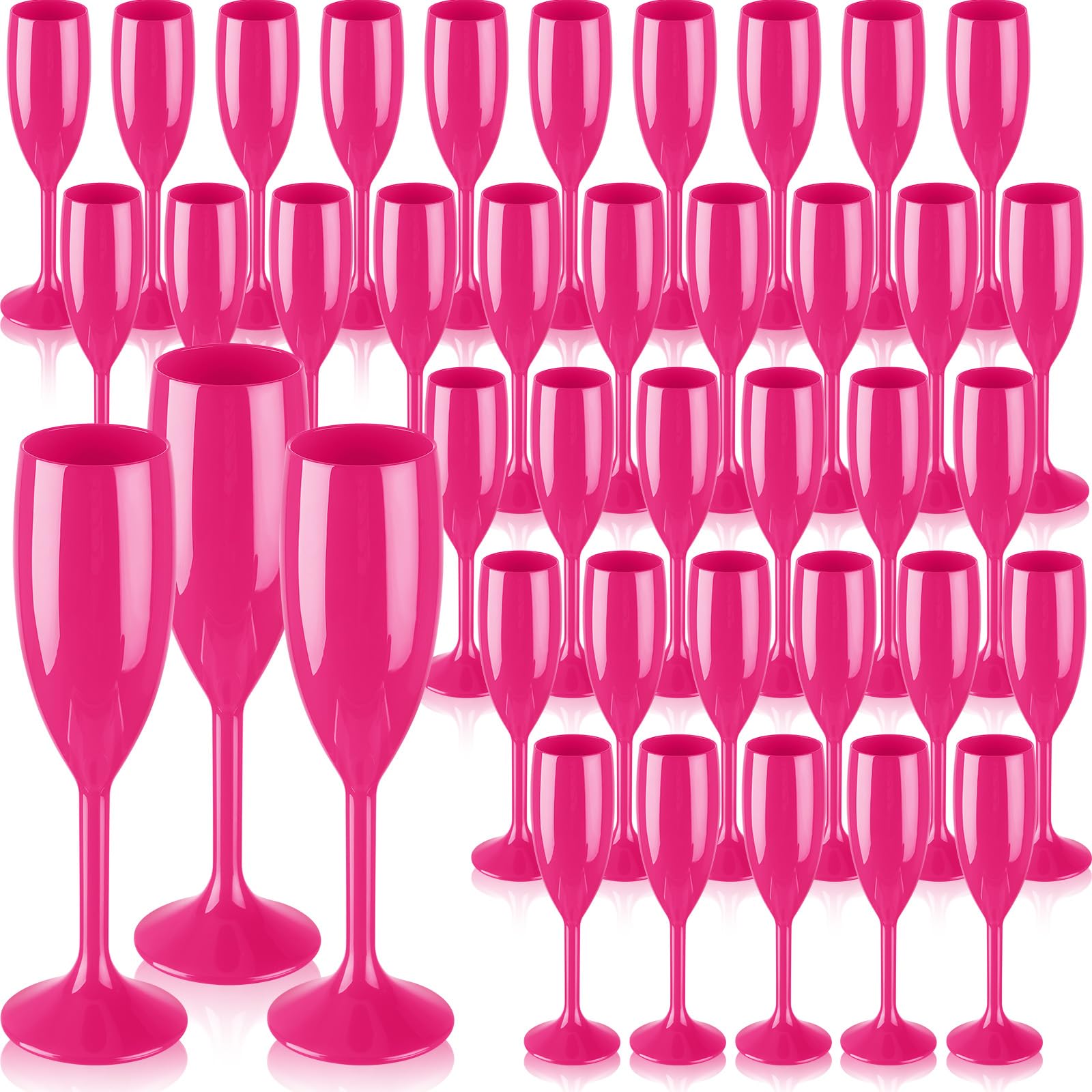 Domensi 40 Pcs Champagne Flutes Bulk 6 Oz Christmas Acrylic Wine Glasses Toasting Goblet Unbreakable Plastic High Stem Champagne Cups For Wedding - View #11
