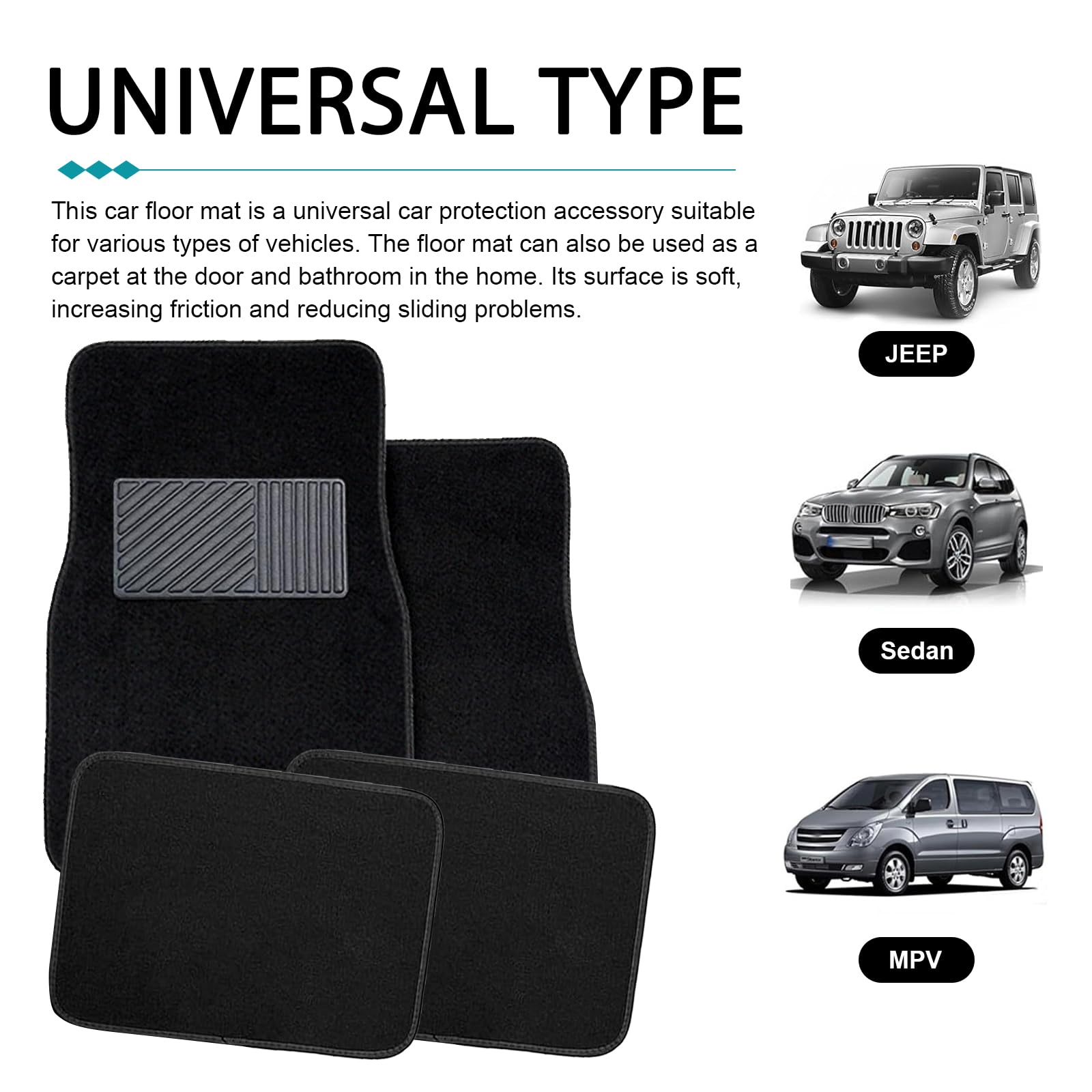 4 PCS Car Carpet Floor Mat PVC Anti-slip Flame-retardant Car Mats Breathable Comfort Front Rear Carpet Mat Set — view 6