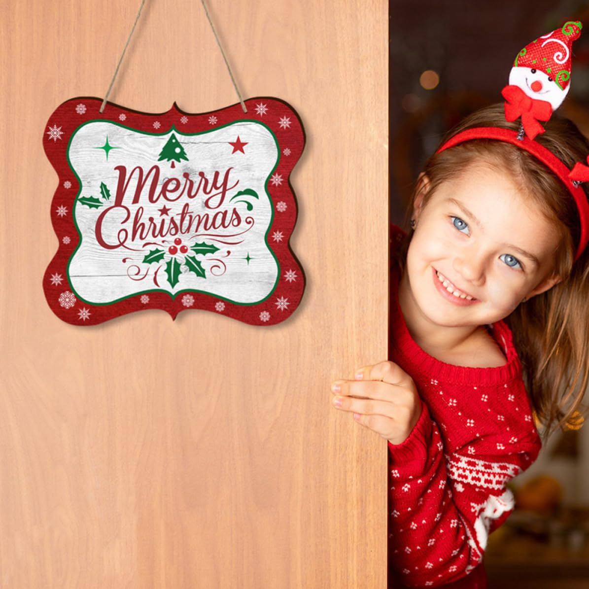BESPORTBLE 5 Sets Weihnachts Hängeschild für Haustür, Rot, Dekorativ