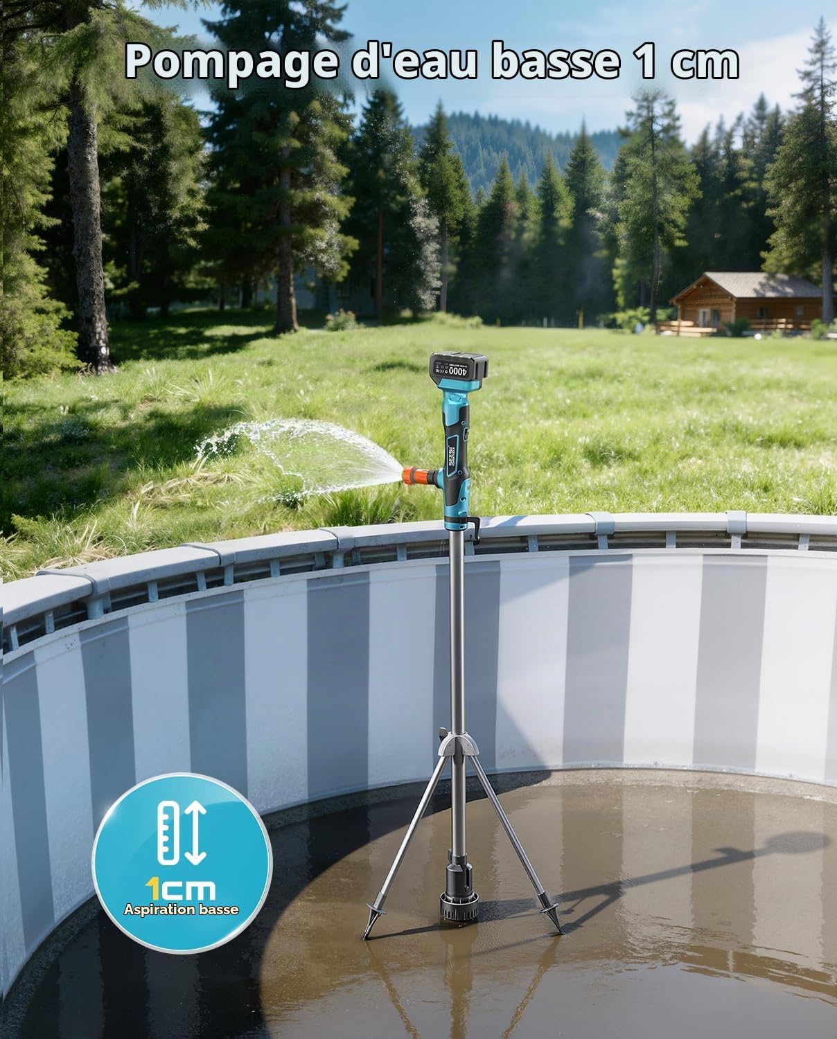 SEESII Pompe De Transfert D’Eau Sans Fil À Tige Avec Trépied