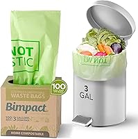 Vista 1 de Global Certified Compostable Biodegradable Tall Trash Bags, 3 Gallon x 100 Bags, Heavy Duty, Plant-Based Unscented, Thick and Strong, Kitchen Bin