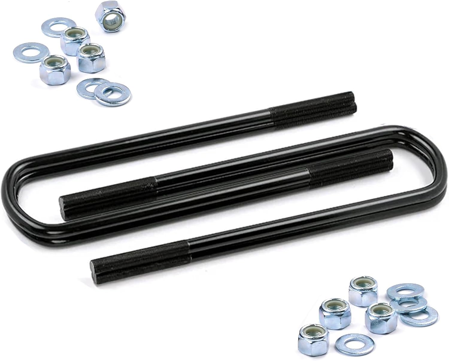 Rough Country Universal Semi-Round U-Bolt Kit 5/8" x 16" Long x 3.125" Wide - Heavy Duty Steel Leaf Spring U-Bolts with Protective E-Coat & Hardware, Set of 4