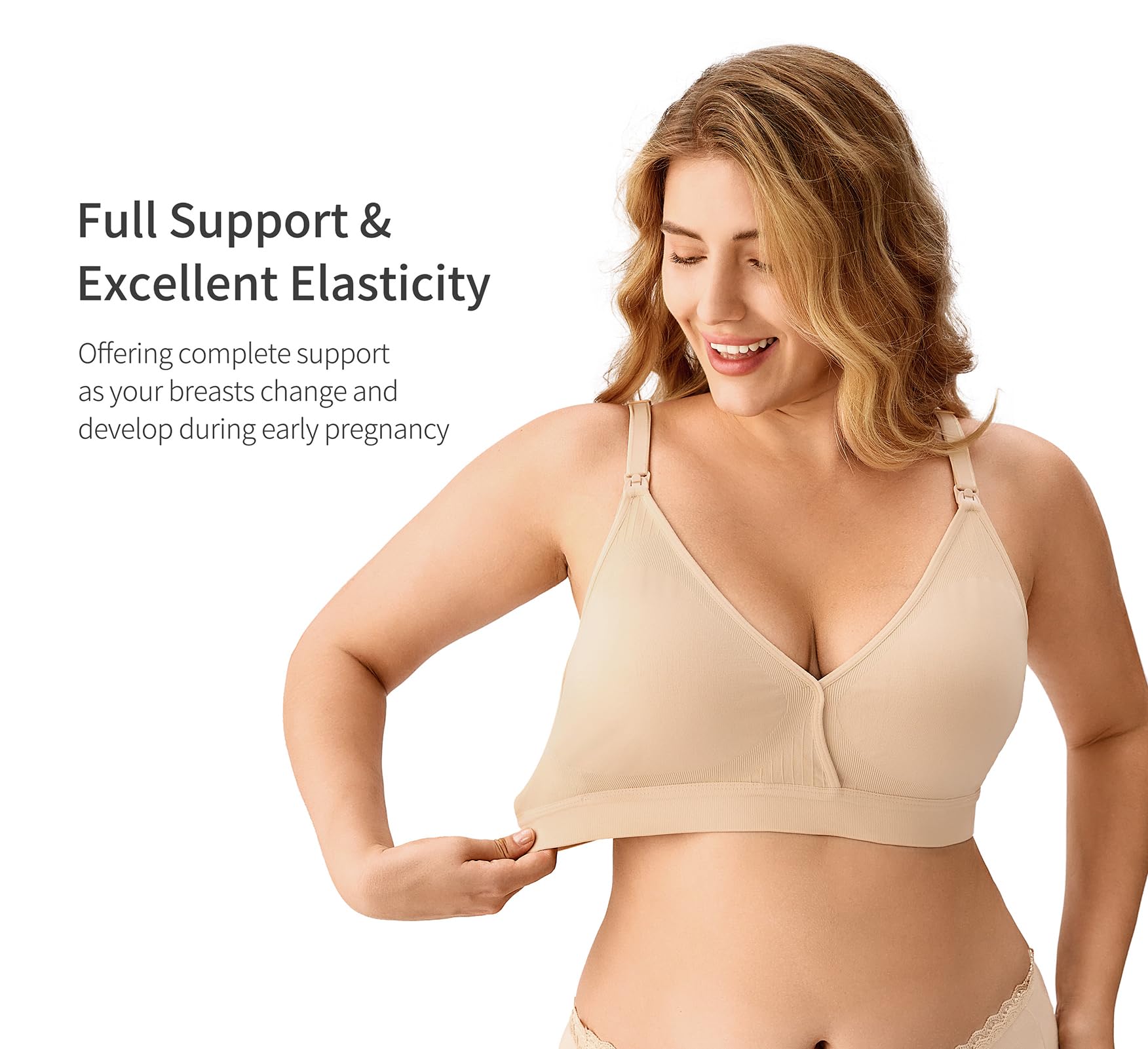 HBselect Lot de 2 Soutiens-Gorge d'allaitement sans Coutures avec Extensions de Soutien-Gorge supplémentaires pour l'allaitement et Le Sommeil sans Armatures pour Femme, S