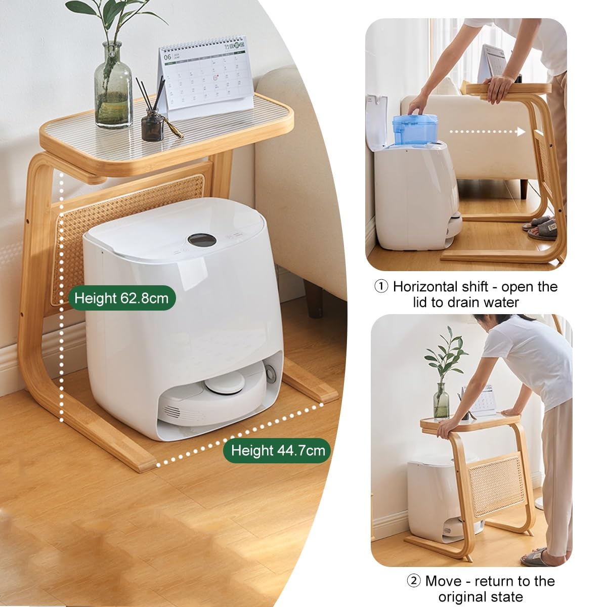 Mobile per Robot Aspirapolvere, Scaffale Sopraelevato per Robot Lavapavimenti, Ripiani Aperti Nascosti per Aspirapolvere, Mensola Organizer per Hotel o Appartamento, Tavolino per Camera da Letto o Sog