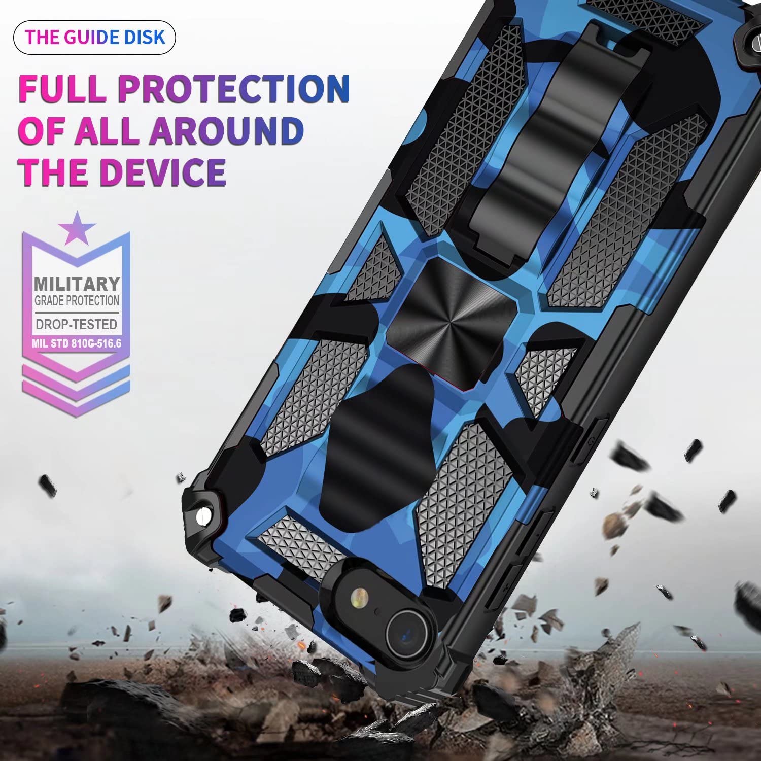 Custodia Militare Per IPhone XR Con Supporto Incorporato, Antiurto, Bumper In TPU E PC, 4 Angoli Rinforzati, Lamiera Metallica Per Supporto Magnetico, Colore Verde Mimetico - 2