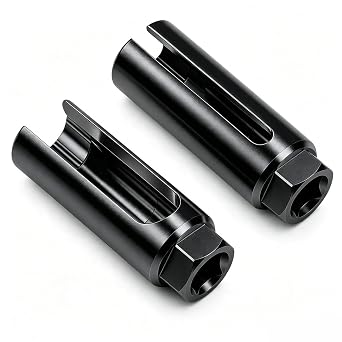 Lambda Sensor Key 22 mm Oxygen Sensor Socket 1/2 Inch Universal Oxygen Sensor Removal Socket Car Lambda Sensor Tool with Wide Side Cut-Out Pack of 2