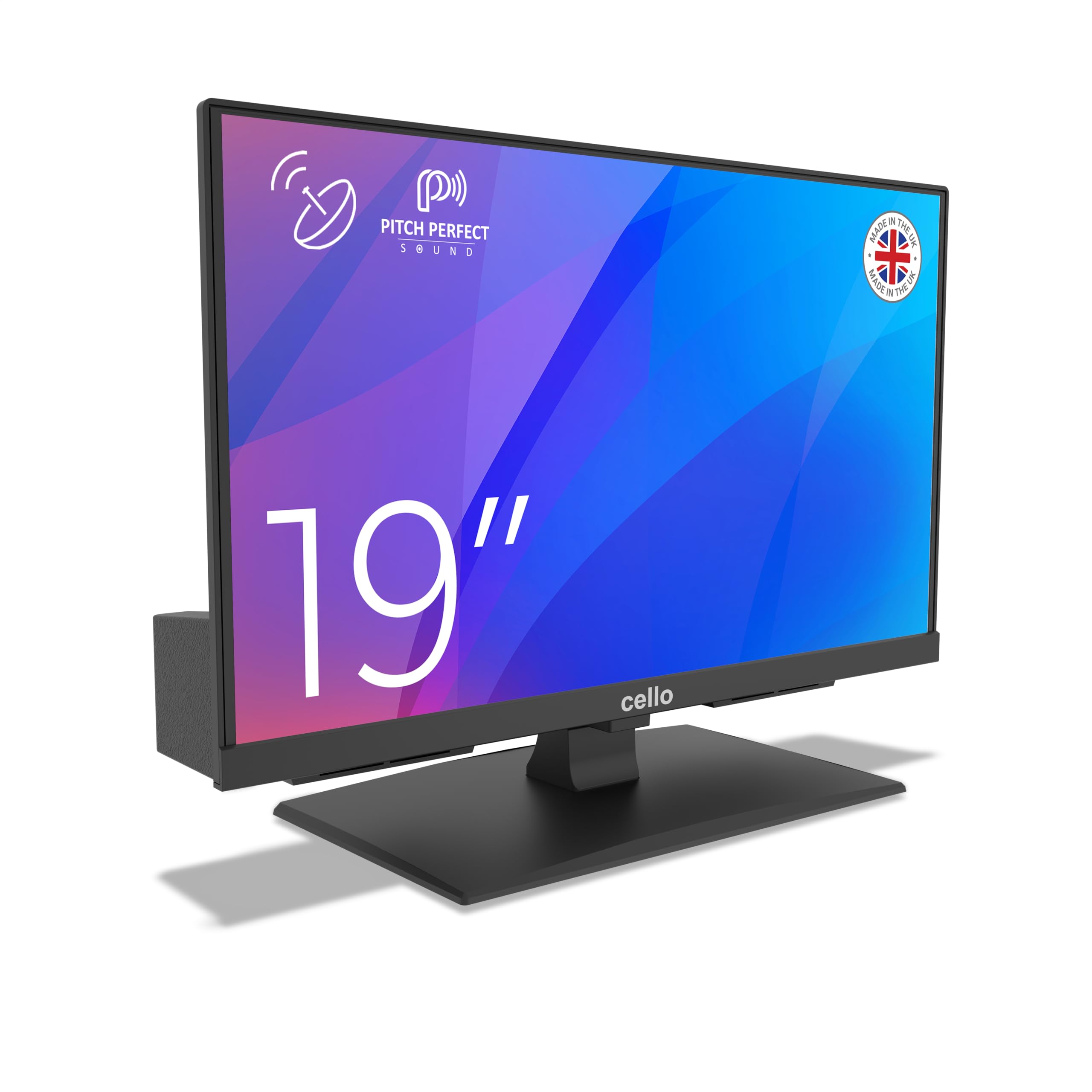 Cello C1924SH TV LED da 19", Triple Tuner, Registrazione USB, Audio Pitch Perfect, ideale per Cucina e Camera