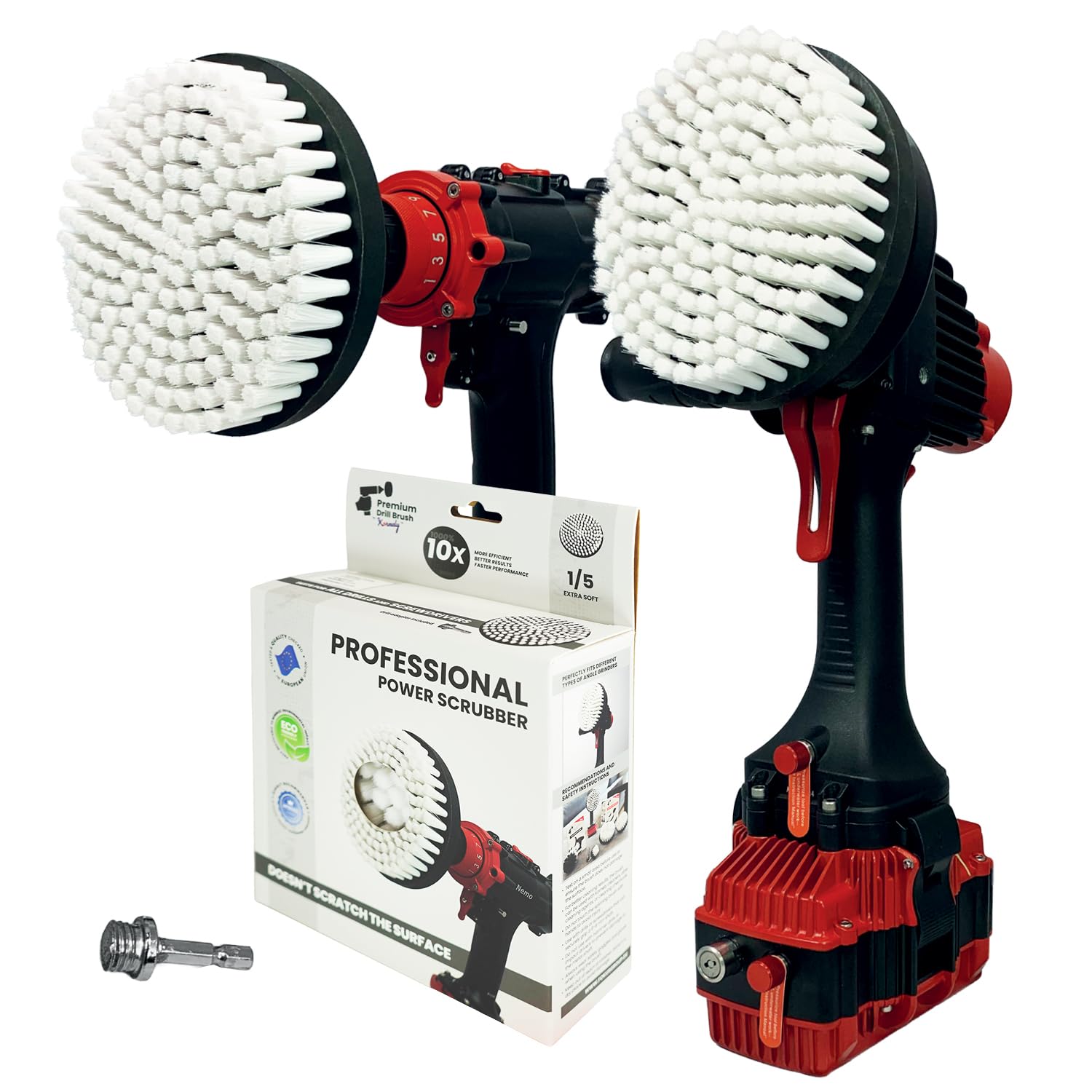 Kornely White Premium Drill Brush Professional– 2In1for Drill And Angle Grinder Extra-Soft 15Cm | Scratch-Free Cleaning Brush For Carpet, Upholstery, Leather Seats, Glass, Furniture And Car Interior