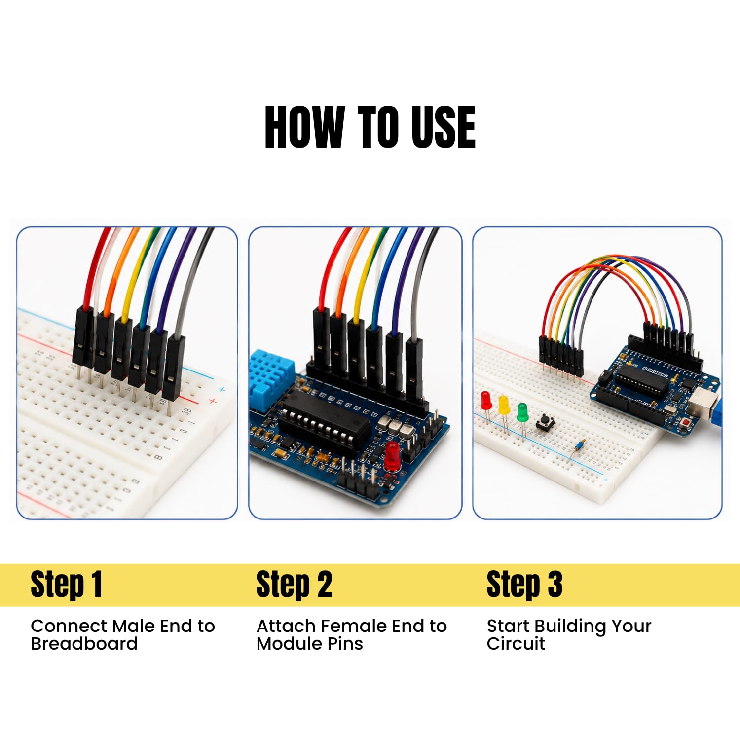 Vibhuti Crafts Male to Female Jumper Wires Set - Pack of 80 | 20cm Breadboard Jumper Wires for Arduino, Raspberry Pi, ESP32 & Electronics Projects | Flexible Dupont Connecting Wires for DIY Robotics 3