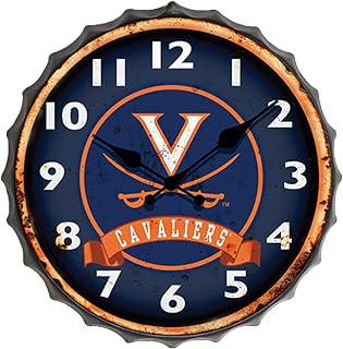 University of Virginia NCAA Bottle Cap Clock Vintage Metal Wall Art– Show Your School Team Spirit in Your Man Cave, Dorm, Bedroom, College Apartment with Cavs Fan Decor