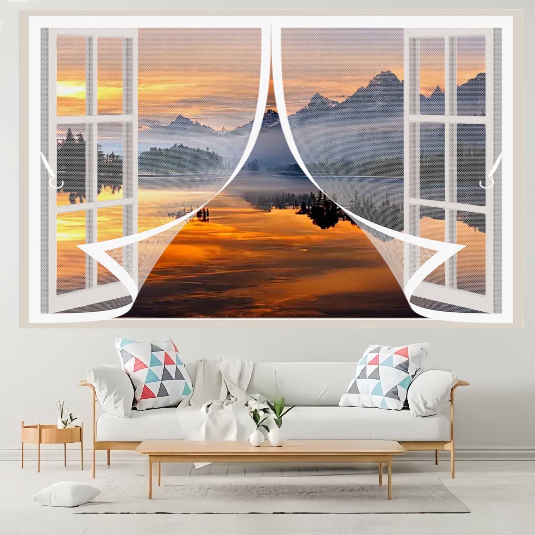 Rideau moustiquaire fenetre blanc 136x175 cm magnétique pour ouvertures standard