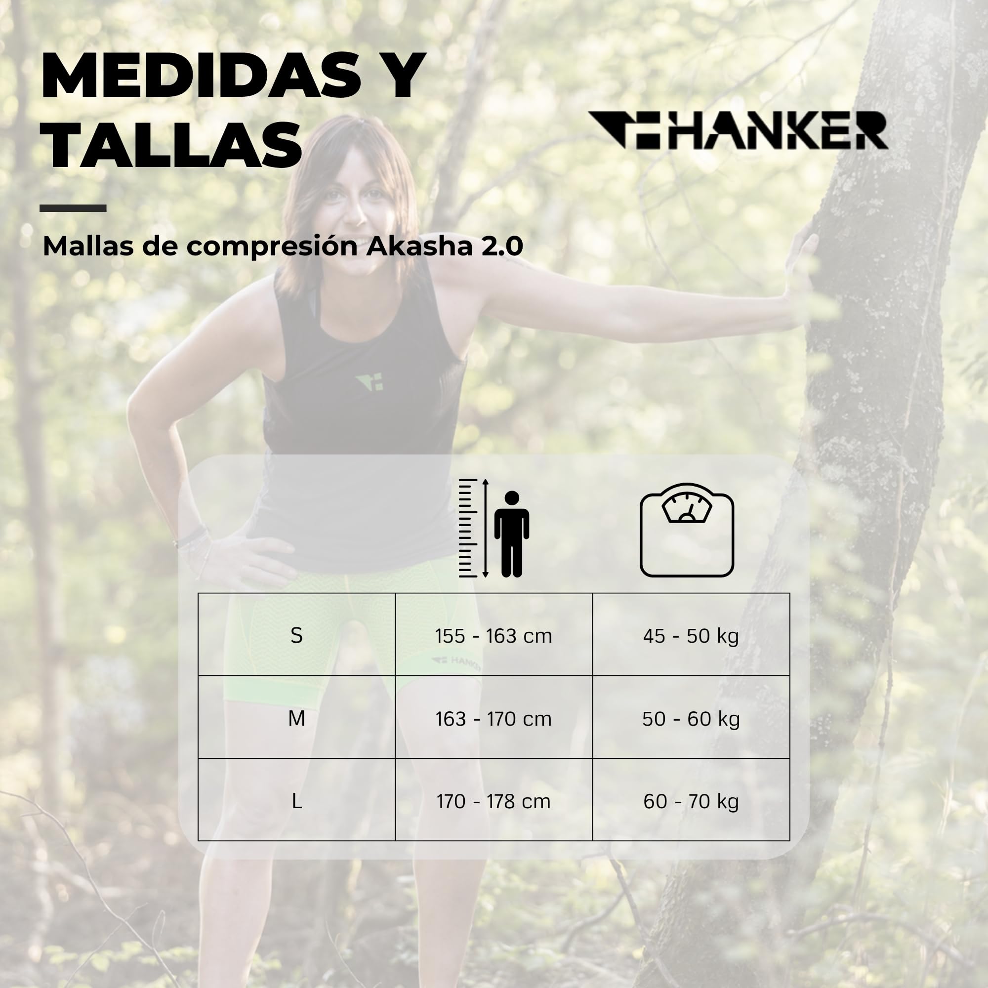 HANKER Mallas Cortas Mujer Compresivas Akasha 2.0 con Bolsillos, Cintura Tubular para Running, Trail y Fitness