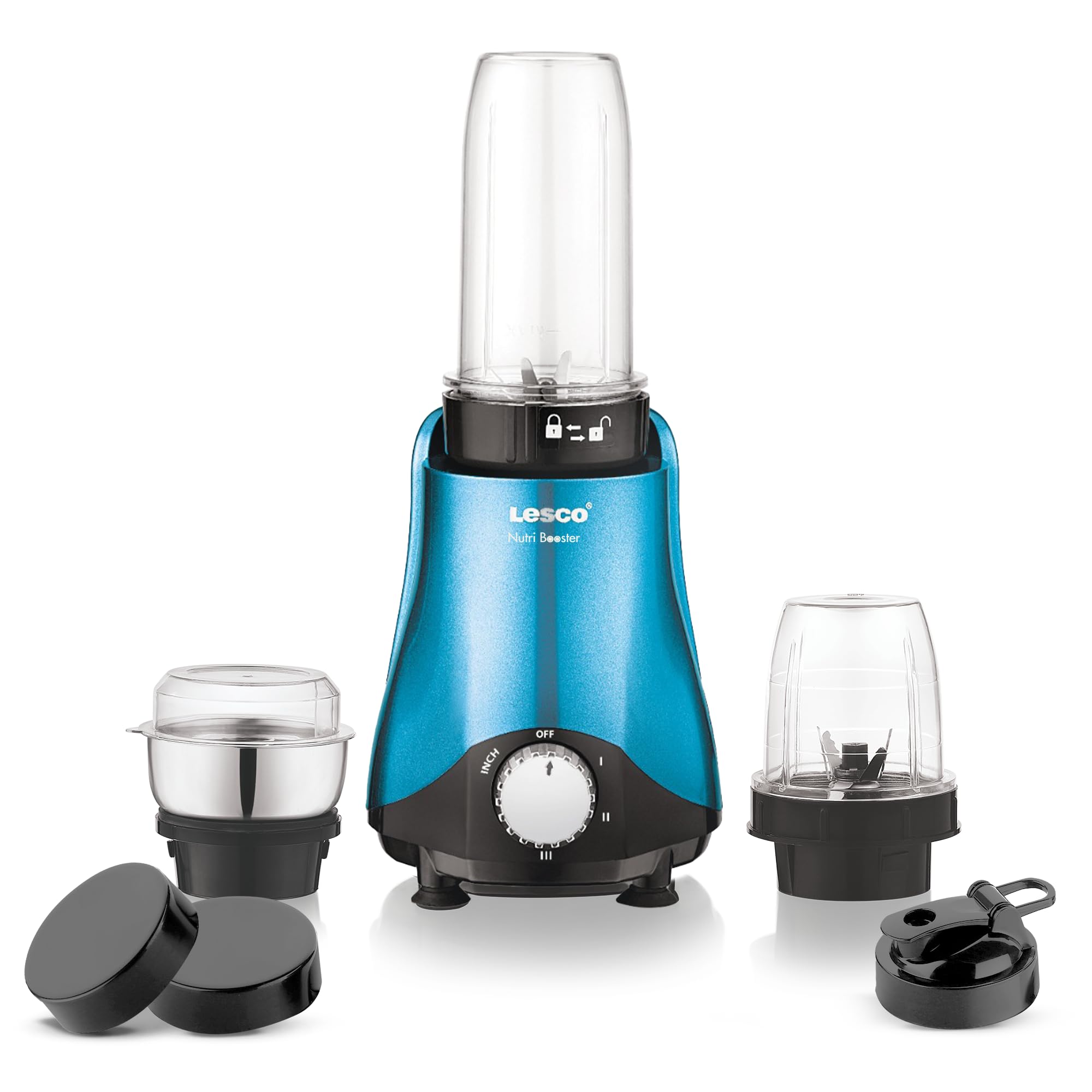 Lesco MMaaVita Nutri Booster 500w Juicer Mixer Grinder l Smoothie Maker Nutri-blend Mixer l Grinder & Blender | Powerful Copper Motor | Stainless Steel Blades (Blue with 3 jar & 1 Sipper Lid)-image-47