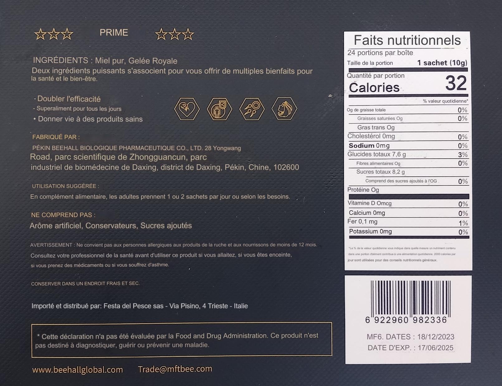 AG nature Gelée Royale Bio Pure Adulte Royal Jelly Honey - 24 Stick 10g - Miel Gelee Pour Immunité et Contre Fatigue Intense Épuisement de l'Homme