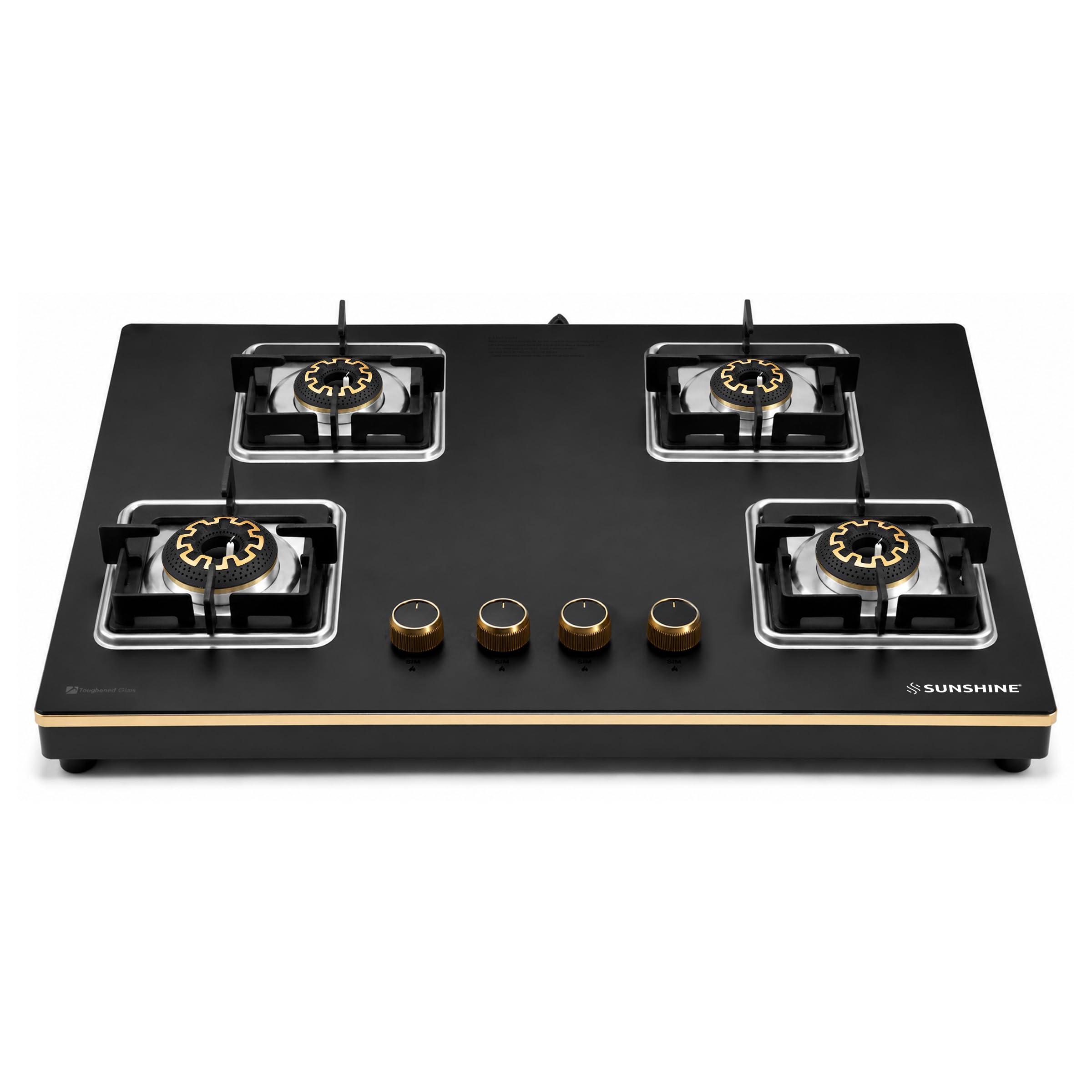 Sunshine Shine Gold 4 Burner Gas Stove | 4 Burner Glass Hob Top Cooktop | Warranty By Sunshine - 5 Year On Glass & Burner, Auto Ignition, LPG Ready & PNG Compatible (Premium - Black)-picture-12