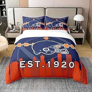 Erosebridal Queen Sports 100% Cotton Duvet Cover,Sports American Football Lovers Bedding Set for Teens,Rugby Comforter Cover,Football Player Bed Sets with 2 Pillowcases Skin Friendly