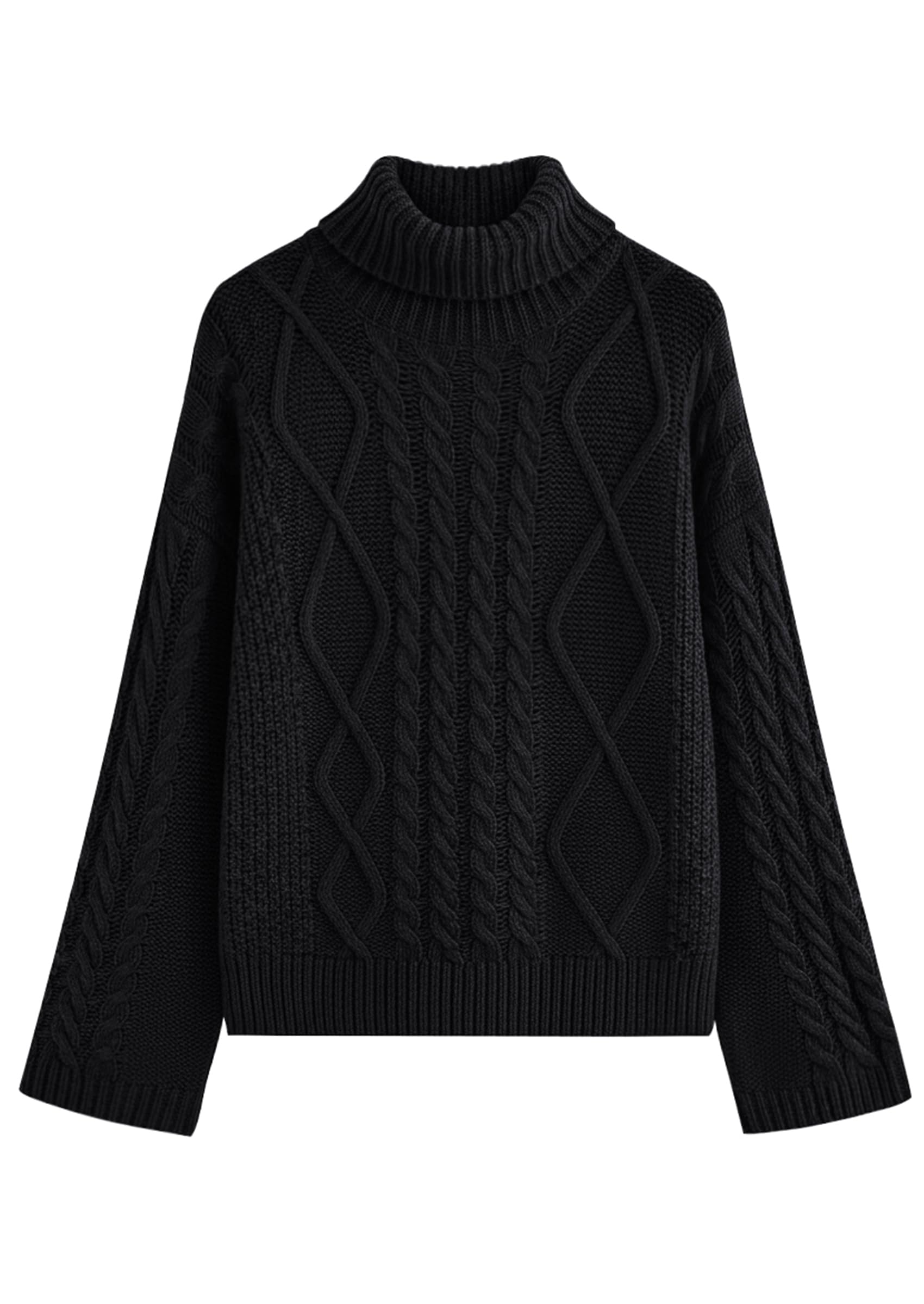 PRETTYGARDEN Fall Sweaters for Women 2025 Oversized Chunky Cable Knit Turtleneck Long Sleeve Winter Pullover Sweater Tops