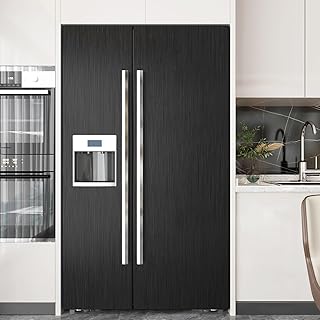 Black Stainless Steel Wallpaper Peel and Stick Backsplash Refrigerator Wrap Metallic Black Contact Paper for Cabinets Countertops Modern Furniture Upgrade Brushed Wallpaper Removable Film 15.75"×78"