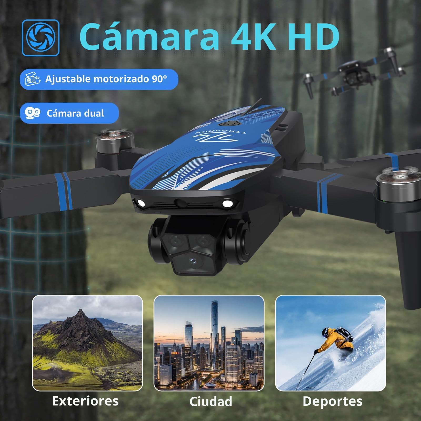TTROARDS TT19LCD Dron con Cámara 4K, Mini Drone con 2,8 Pulgadas Pantalla LCD, Motor Sin Escobillas, Evitación Obstáculos 270°, Posicionamiento Óptico por Flujo, FPV Drone para Adultos Principiantes
