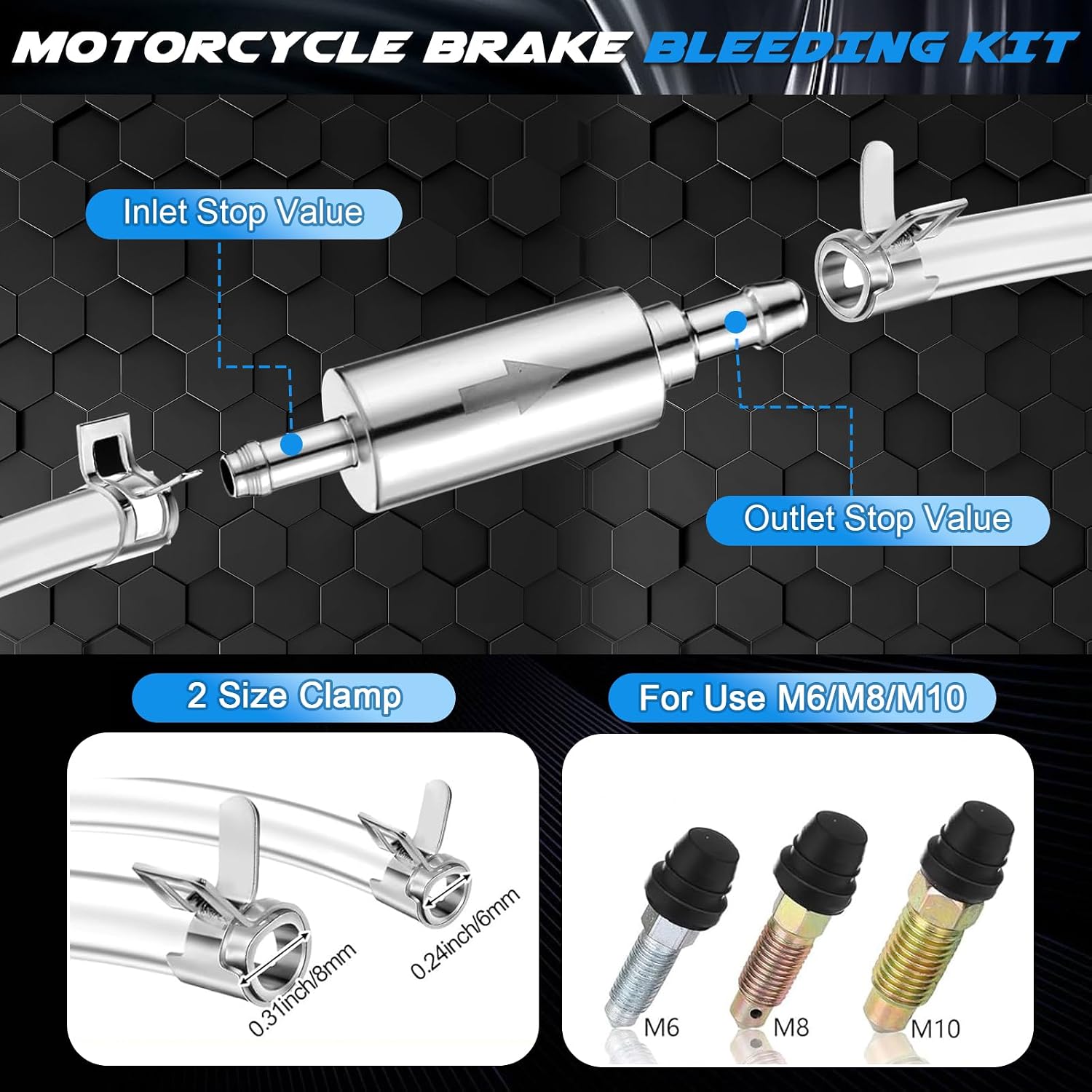 Brake Bleed Kit Hydraulic Disc Clutches Bleeding Kit Includes 100ml Syringe 50cm Hose and One Way Check Valve Tube Bleeding Tool for Motorcycle Cars Brake System Repair Maintenance
