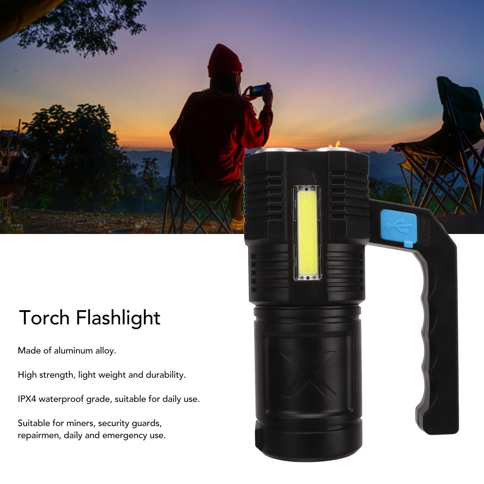 Lampe de poche puissante pour éclairage extérieur longue