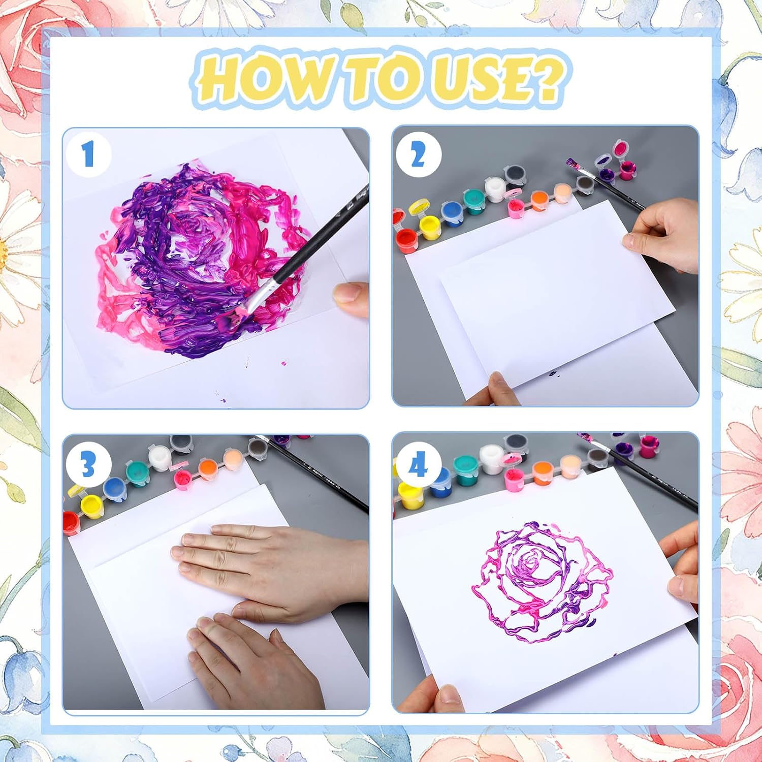 FunooFuno 16 Pcs Flower Rubbing Plates Flower Texture Plates Includes Rose Carnation Camellia for Home Classroom Art Handcraft Gift, 16 Style