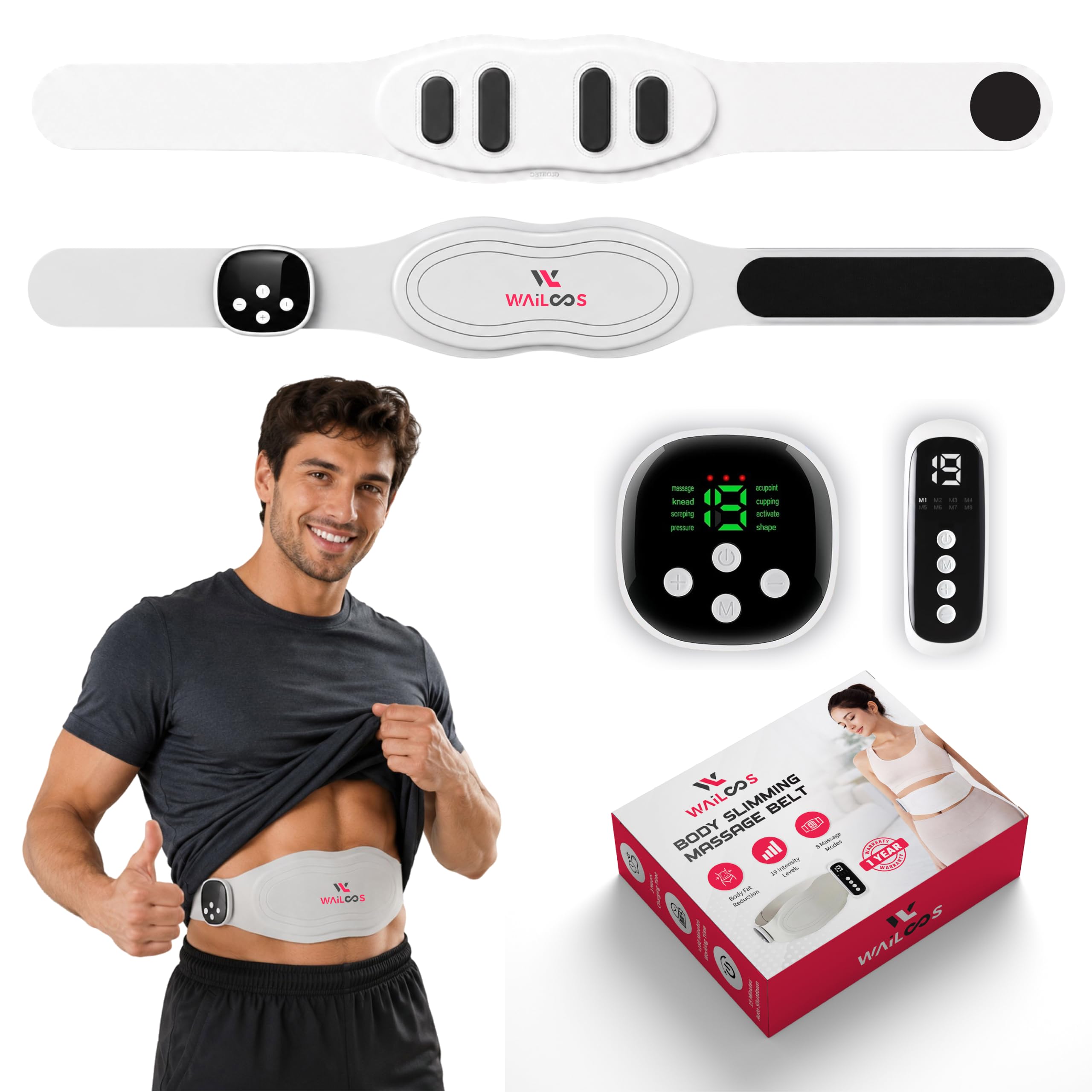 Pulse Slimming EMS Massage Belt with 8 Modes, 19 Intensity Levels, Relief from Tummy Pain & Reduce Unwanted Tummy Fat, Adjustable Heat, Wireless Remote, Rechargeable Battery, 1mm Slim Waist Belt | Slimming, Pulse Technology-image-21