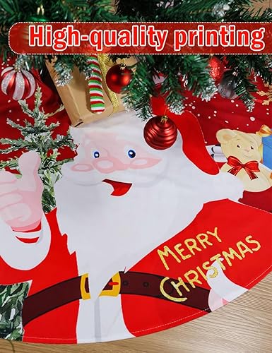 Miniatura 19 de Falda de árbol de Navidad de 48 pulgadas, falda roja de árbol de Navidad de felpa suave con lindas faldas de árbol de Navidad de reno blanco de Papá