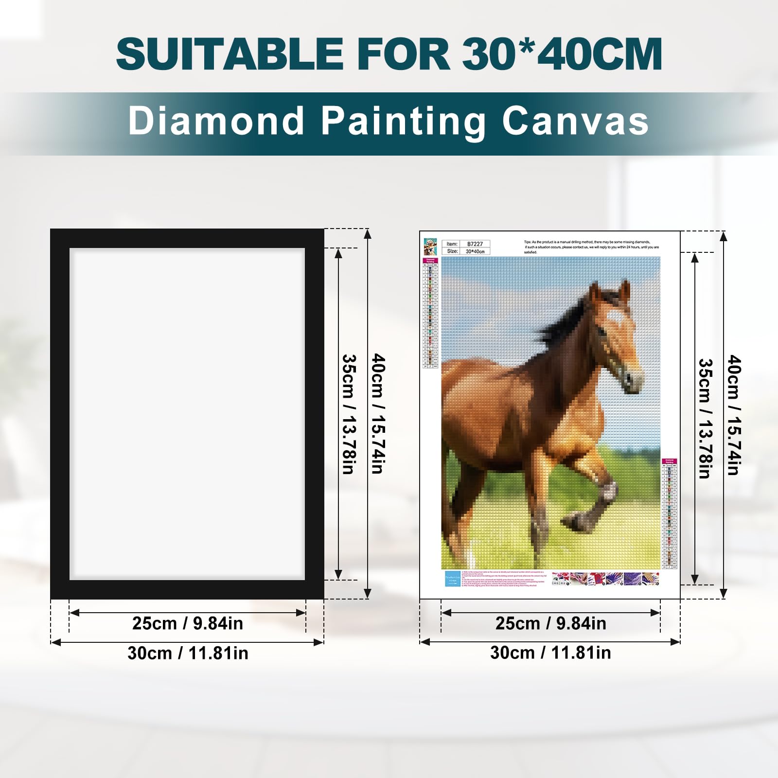 Qobobo Diamond Painting Lot de 8 cadres photo magnétiques auto-adhésifs pour peinture diamant 5D, 30 x 40 cm, noirs