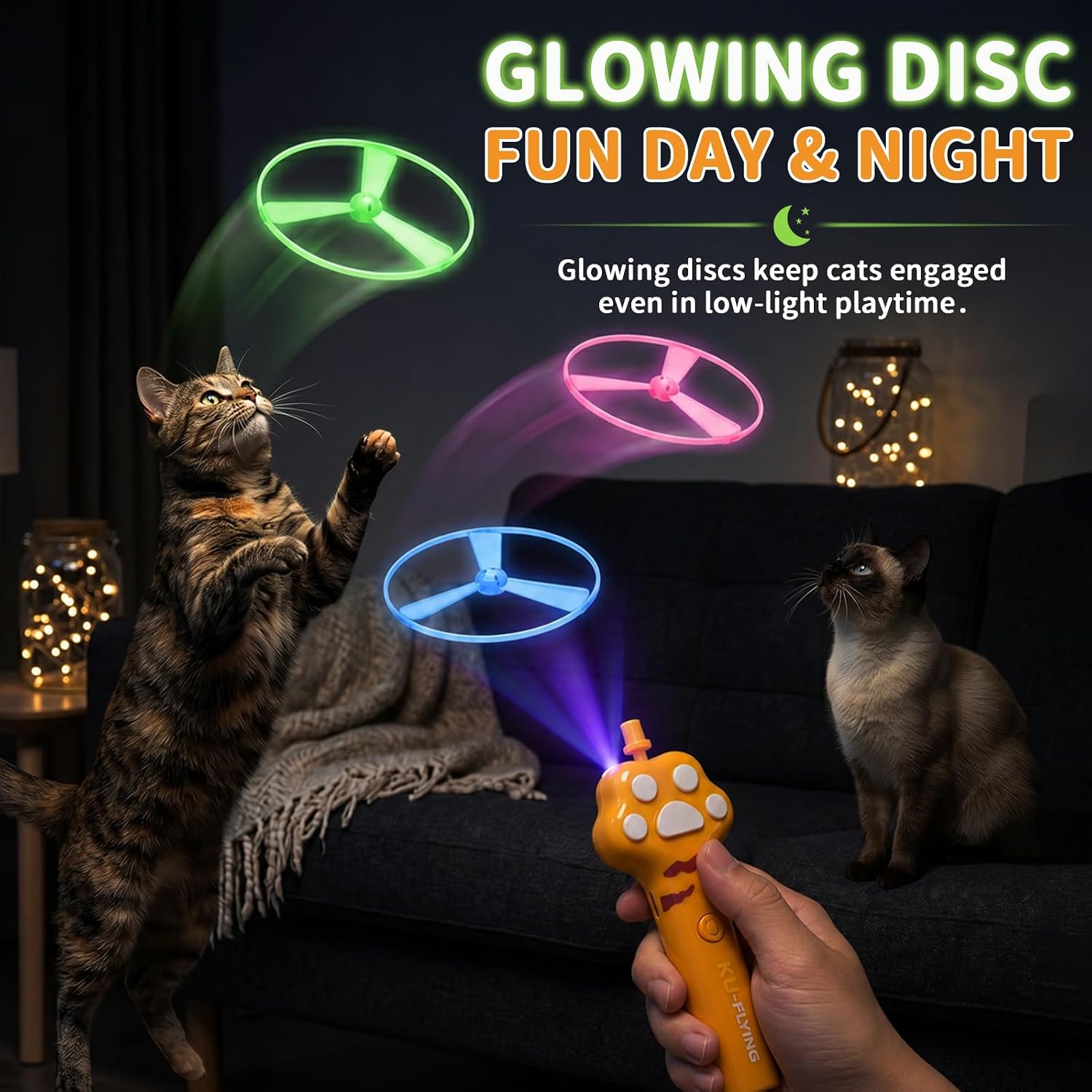 Interactive Cat Disc Launcher Toy, Rechargeable with 8 Flying Discs image 4
