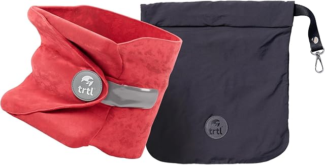 Trtl Oreiller de voyage et d'avion - Une vraie expérience de sommeil sur les longs vols - Soutien du cou et de l'épaule - Super-Soft, léger, facile à transporter - Oreiller de vol à la machine - Corail