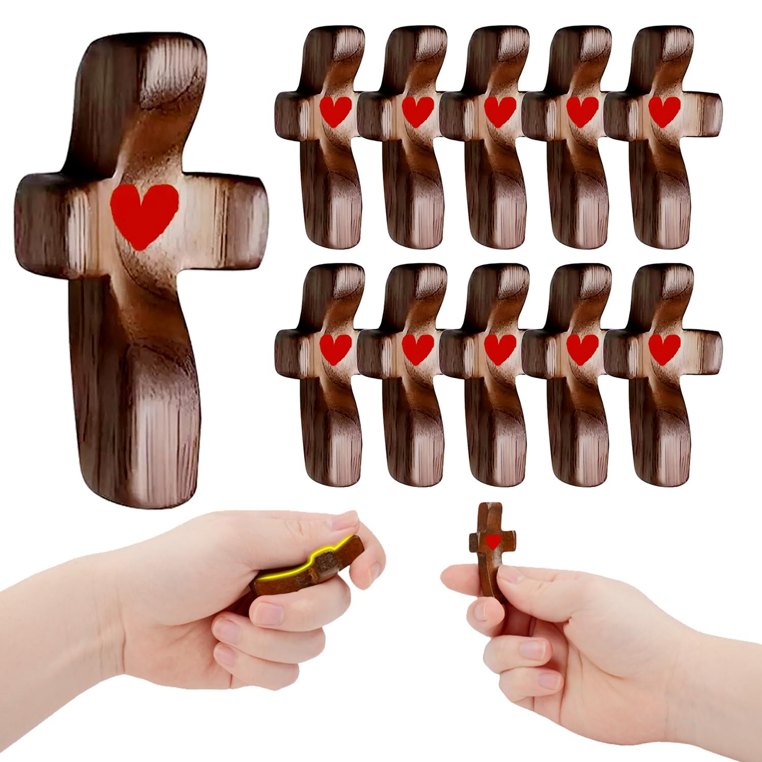 Amazon.com: 10pcs Handheld Wooden Thumb Cross with My Heart