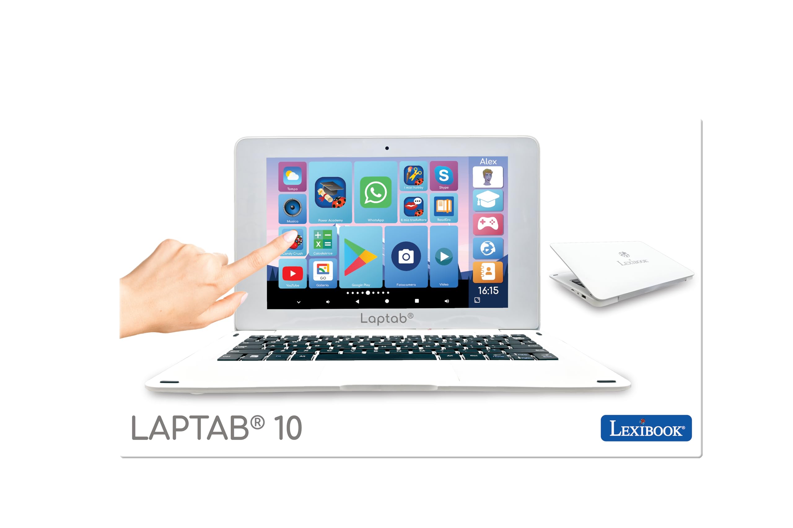 Lexibook LAPTAB® 10, Portátil con Pantalla táctil, Diseñado para Toda la Familia, Contenido Educativo y Divertido, Powered by Android™, Control Parental, Ultra Delgado y Ligero, LT10IT