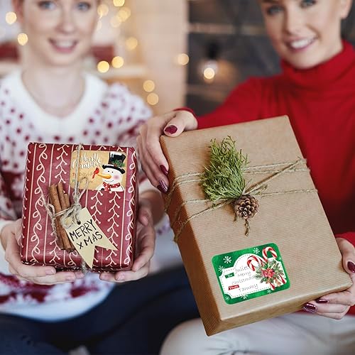 Miniatura 6 de 80 etiquetas adhesivas grandes de papel de aluminio para regalo de Navidad, 8 diseños gigantes, etiquetas de nombre de Navidad para envolver regalos