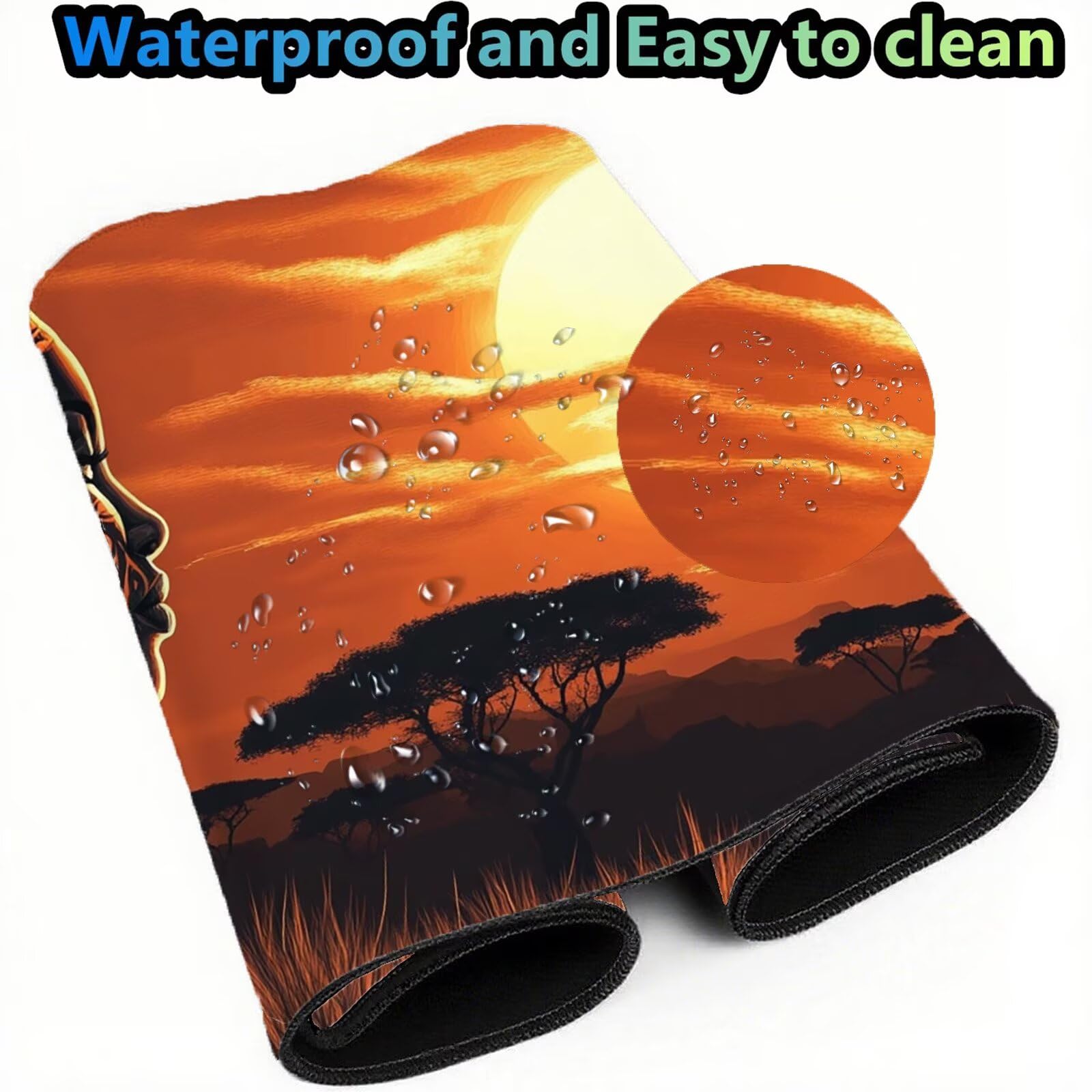 Podkładka pod mysz 1500 x 800 x 3 mm Afryka XXL damska podkładka pod mysz, antypoślizgowa gumowa podstawa ze szwami na krawędziach podkładka pod mysz ulepszona dokładność i szybkość, do komputera