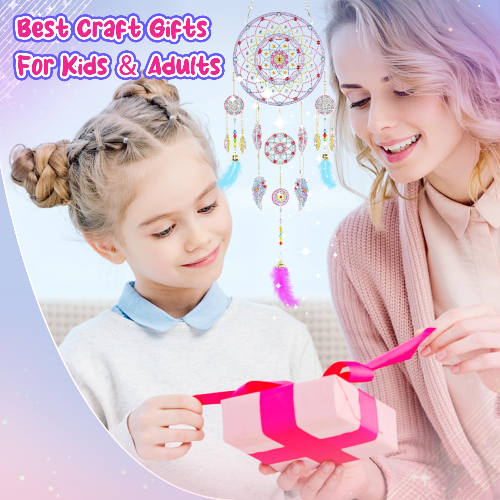 Kit Créatif COEKI – Diamond Painting Mosaïque – Attrape-rêves Plume 17 Cm – Dès 5 Ans – Décoration Murale