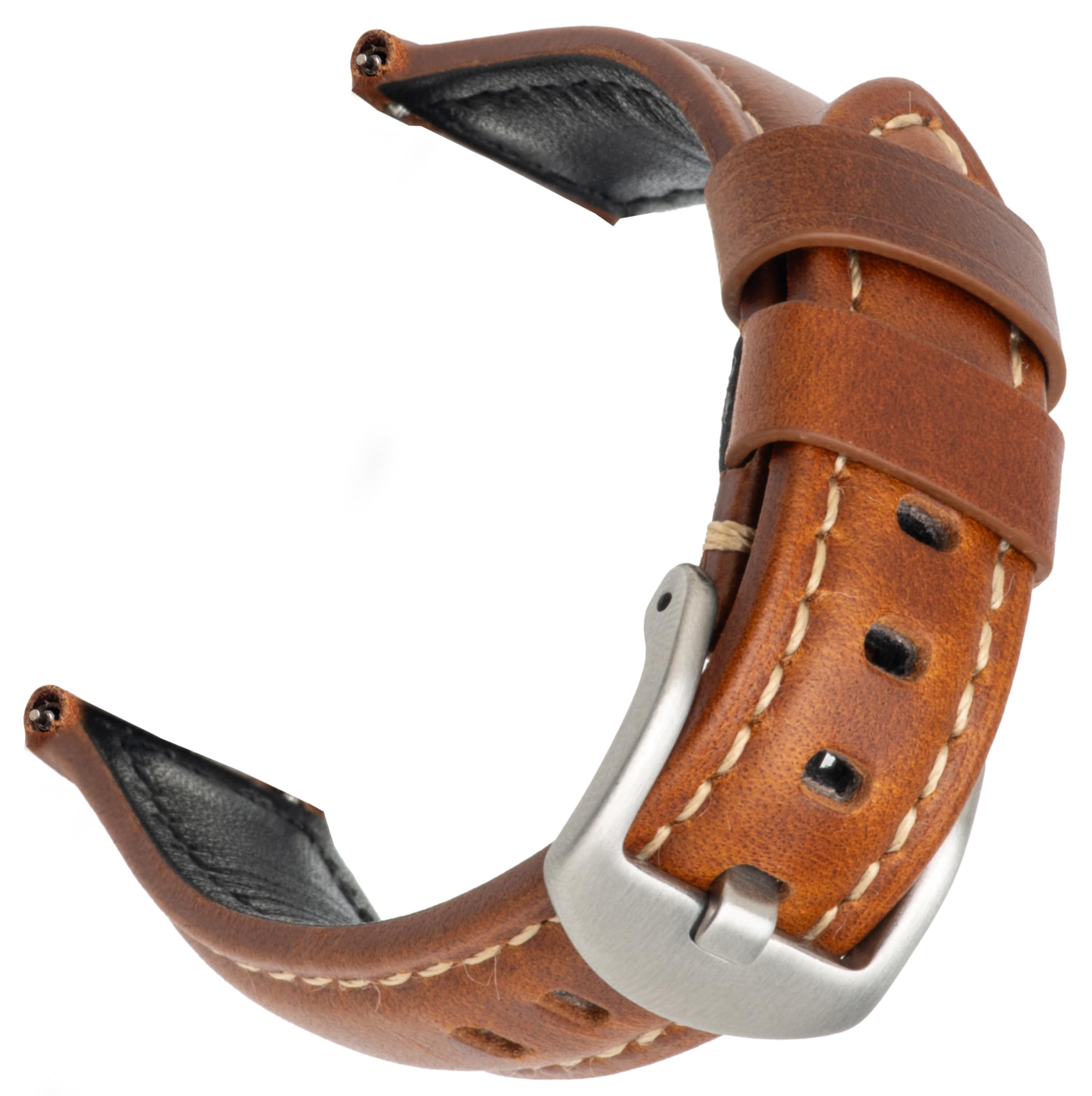 baotuiok Watch Bands for Men, silvery Buckle Leather Watch Strap Vintage Watch Replacement of 20mm