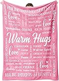 Afterprints Warm Hugs Healing Blanket - Breast Cancer Gifts for Women, Get Well Soon, Feel Better Gifts for Women, Think of You, Sympathy Gift for Friend Sister, Soft Comfort Throw Blankets 50' x 60' Pink