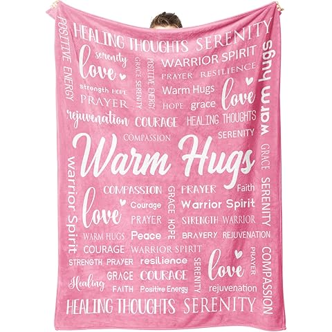 Afterprints Warm Hugs Healing Blanket - Breast Cancer Gifts for Women, Get Well Soon, Cancer Care, Feel Better, Think of You, Sympathy Gift for Friend Sister, Soft Comfort Throw Blankets 50