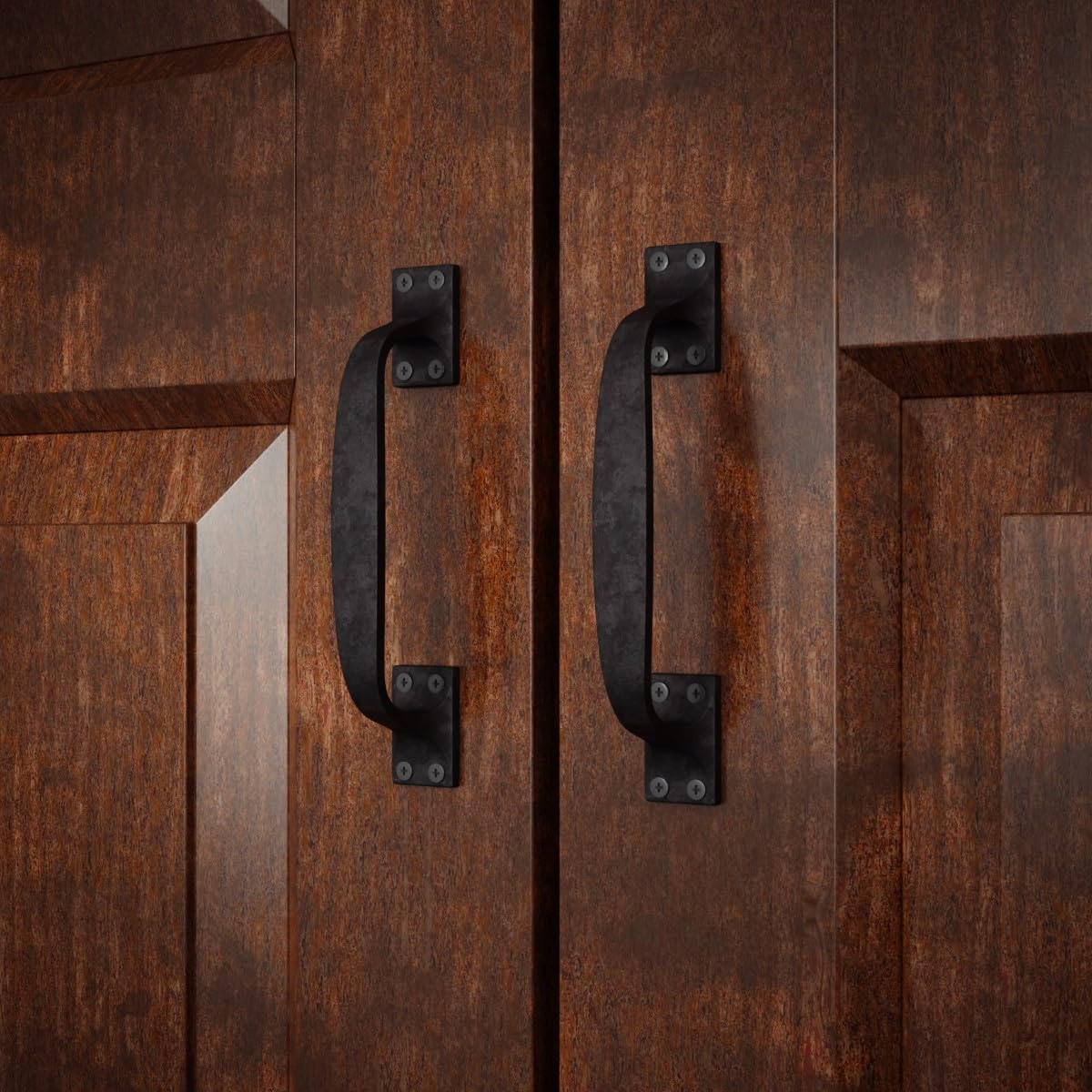 Renovators Supply Manufacturing 10 Pack Cabinet Handles 6 in. Black Wrought Iron Drawer Pulls/Kitchen Cabinet Handles with Mounting Hardware
