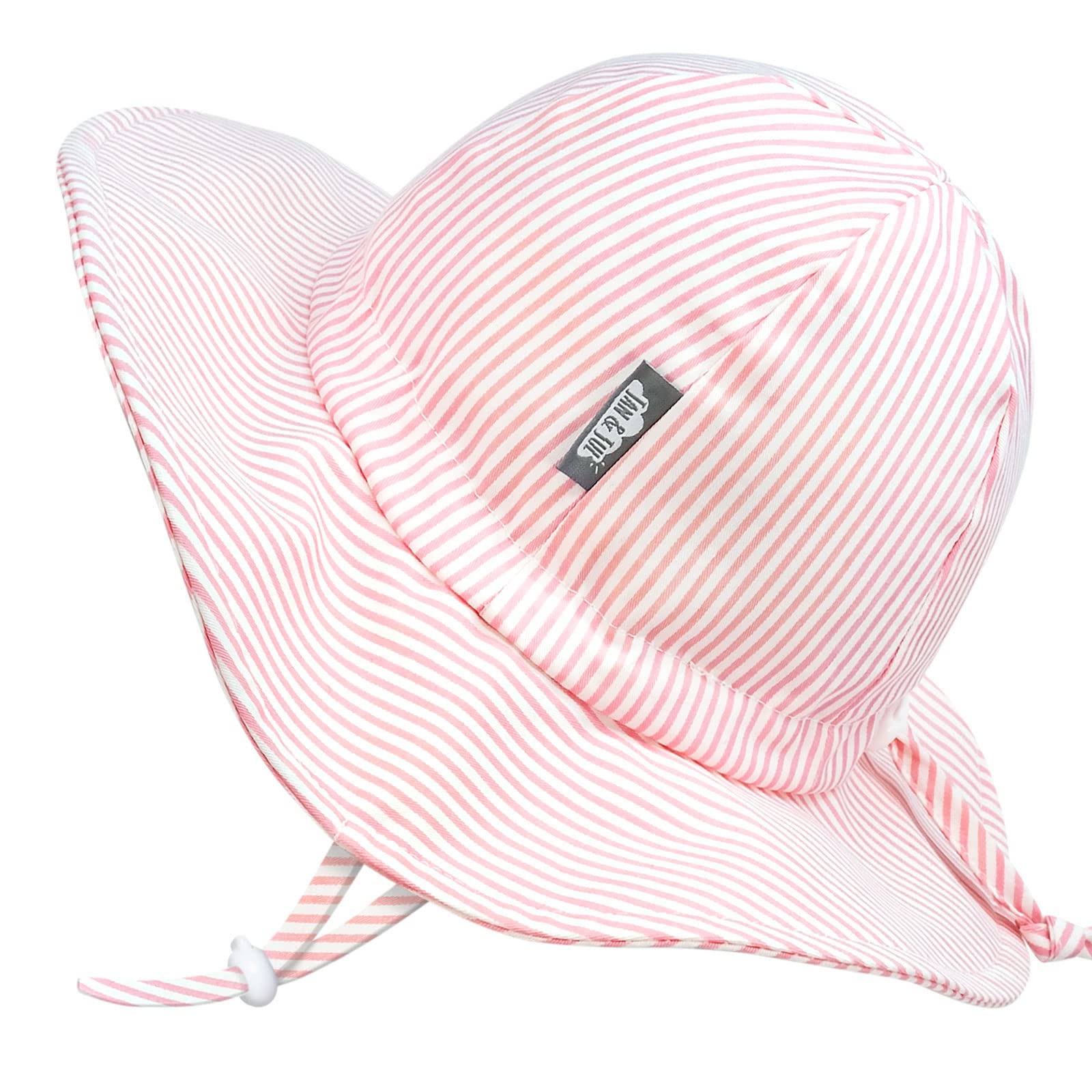 JAN & JUL Adjustable Floppy Toddler Sun-Hats for Girls, Sun Protection (L: 2-5 Years, Pink Stripes)